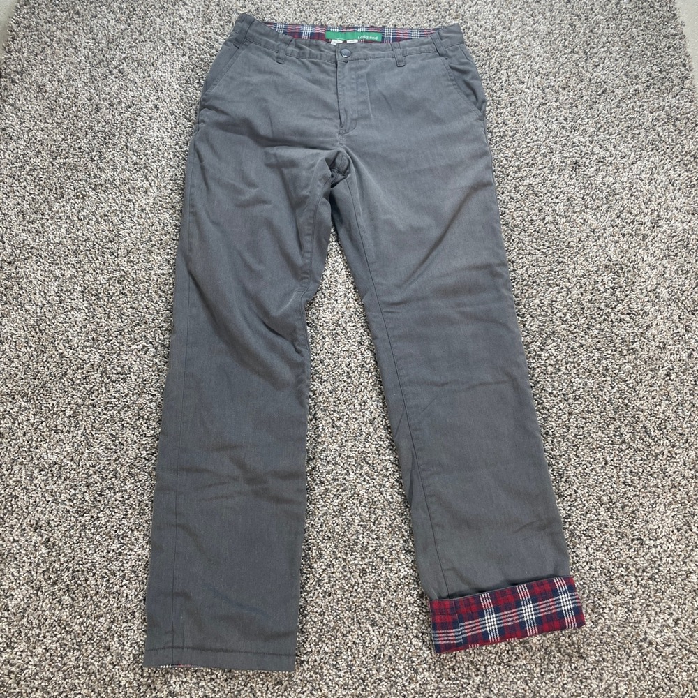 Toddland Men's 31x31 Chino Pants Flannel Lined Gray Plaid Lining Straight Leg